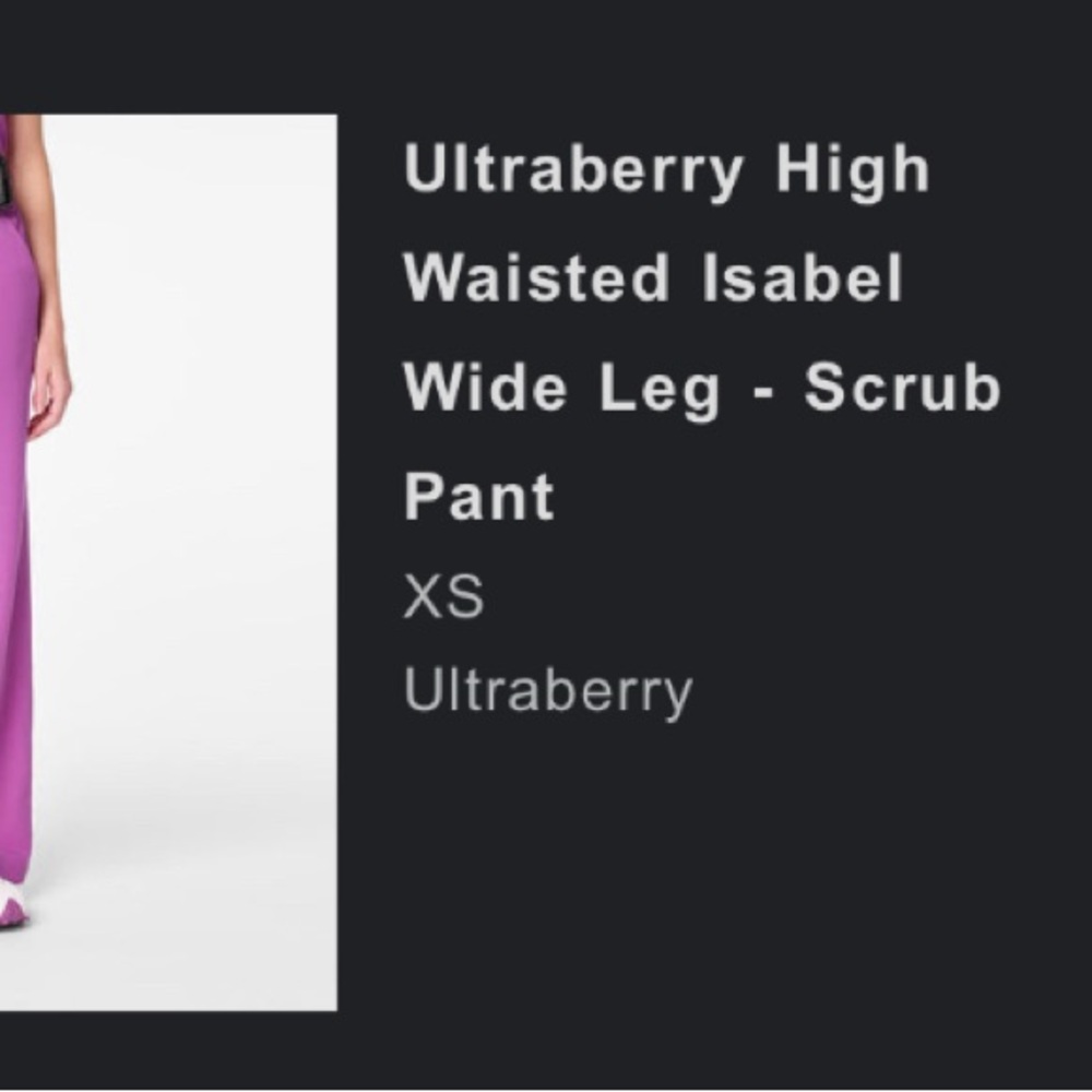 Figs Isabel Wide Leg scrub pants ultraberry - Picture 2 of 3
